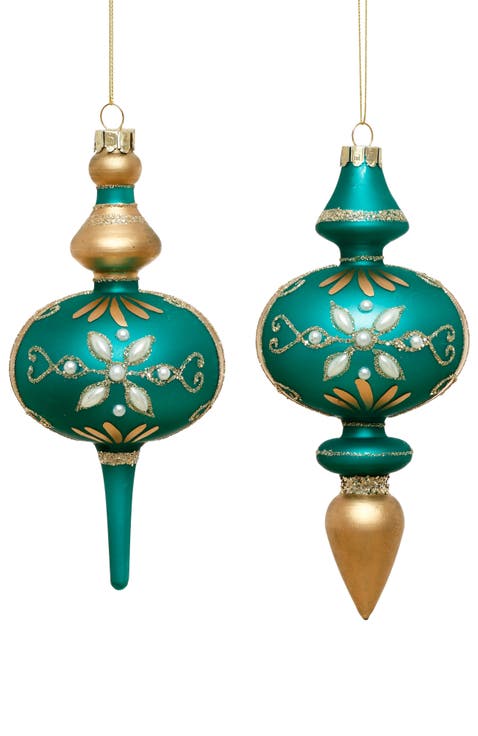 Seasonal Jeweled Finial Ornament, Box of 6