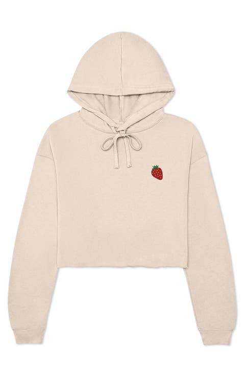 Strawberry Cropped Fleece Hoodie