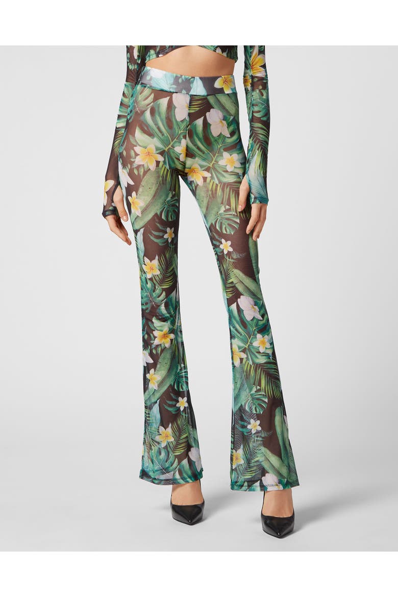 Flare Trousers Hawaii Women, Main, color, green
