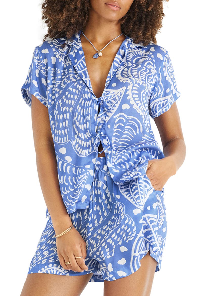 Kami Tie Front Cover-Up Top, Main, color, BLUE