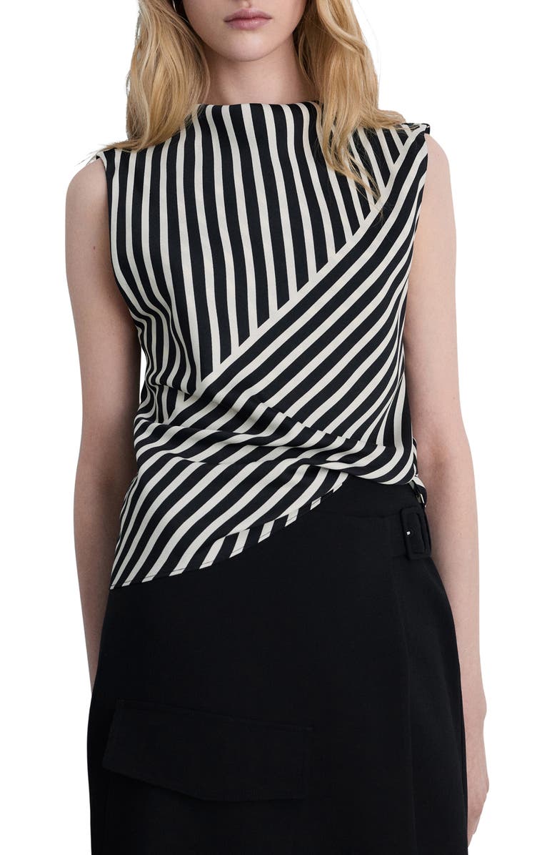 MANGO Dunia Stripe Top, Main, color, Black