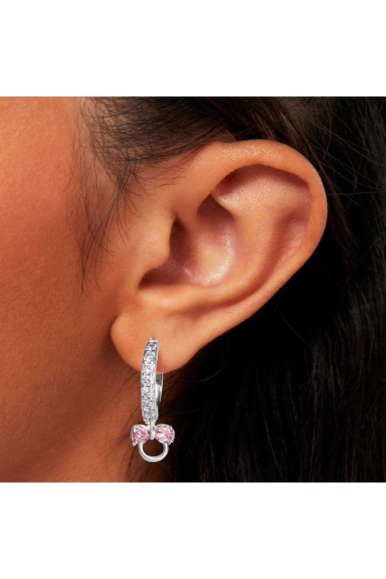 Cubic Zirconia Hoop Earrings, Alternate, color, Silver, pink