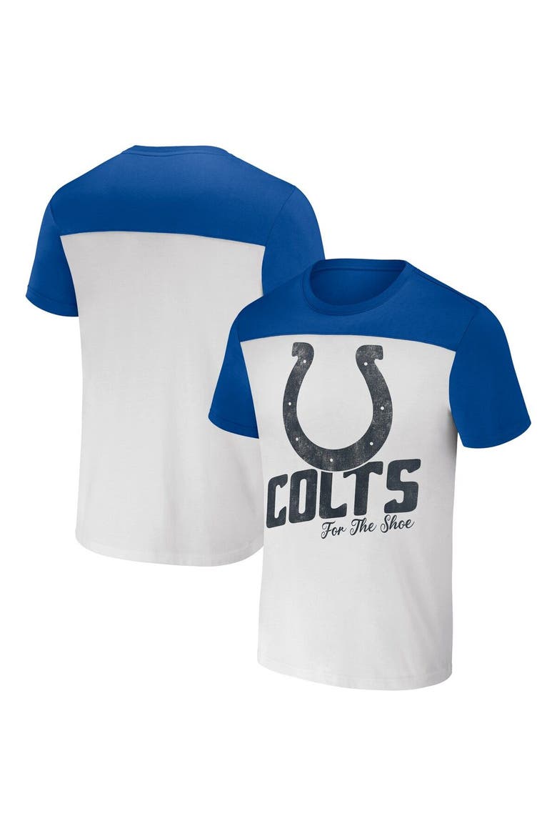 Men's NFL x Darius Rucker Collection by Fanatics White/Royal Indianapolis Colts Colorblocked T-Shirt, Main, color, White