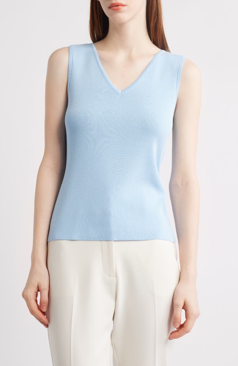 Tahari ASL Rib Sweater Tank, Main, color, Ice Blue