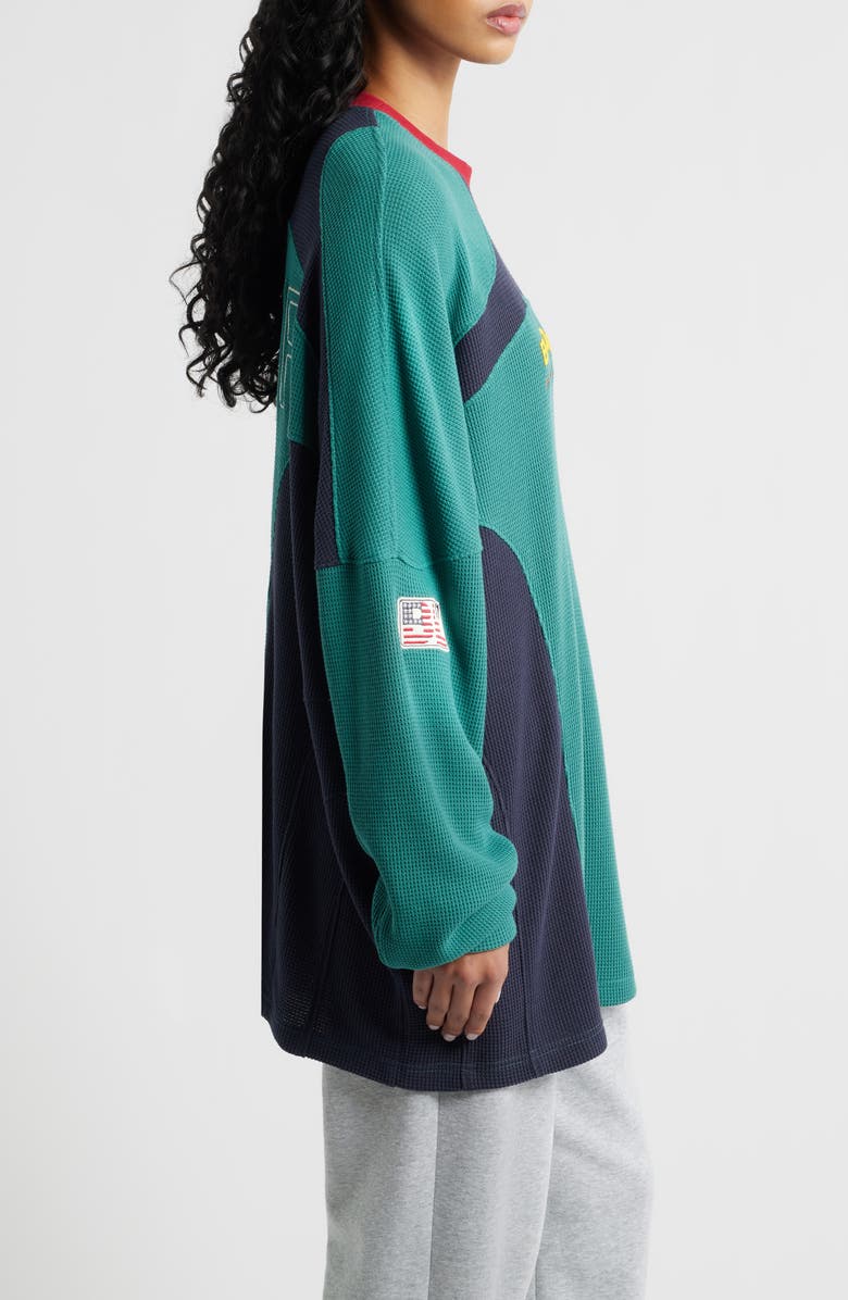 BOYS LIE Emotional Support Staff Longline Waffle Knit Pullover, Alternate, color, Green