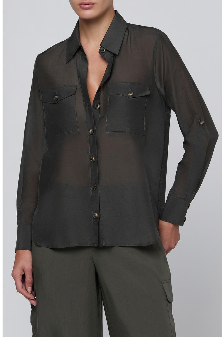 Pearson Cotton and Silk Shirt, Main, color, ASH OLIVE