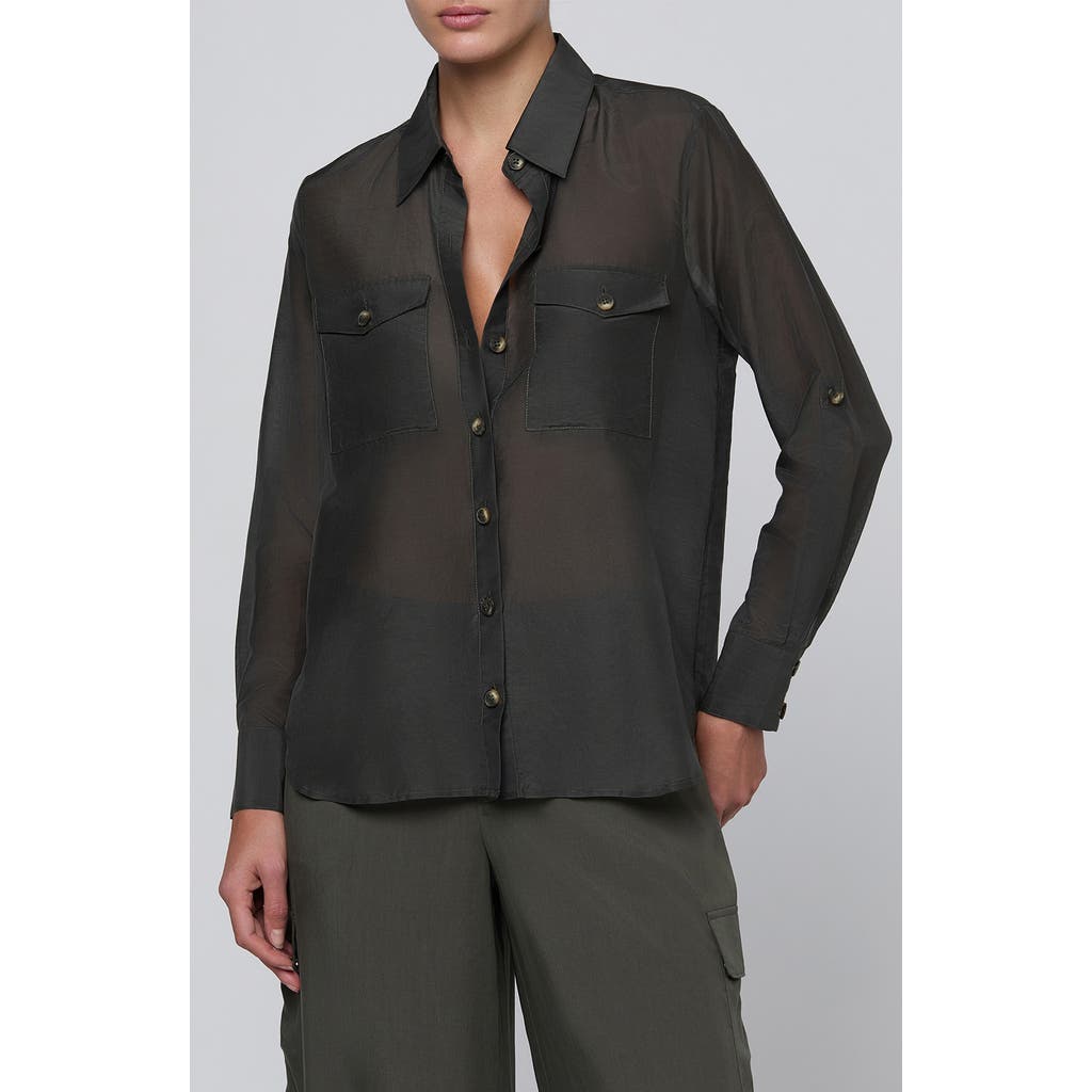 L'agence Pearson Cotton And Silk Shirt In Ash Olive