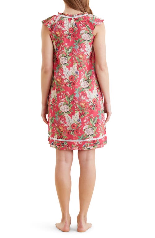 Papinelle Clara Flutter Neck Cotton Nightgown In Pink