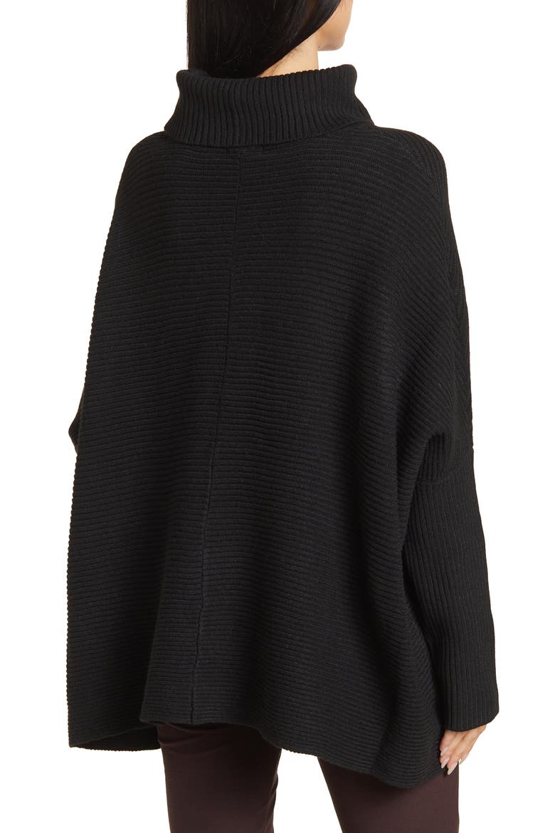 Oversized Ribbed Mock Neck Sweater, Alternate, color, BLACK