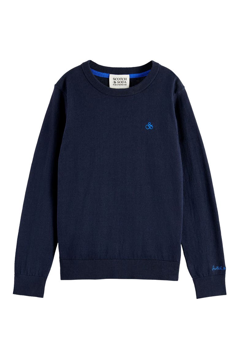 Kids' Regular Fit Cotton Crewneck Sweater, Main, color, SKY CAPTAIN