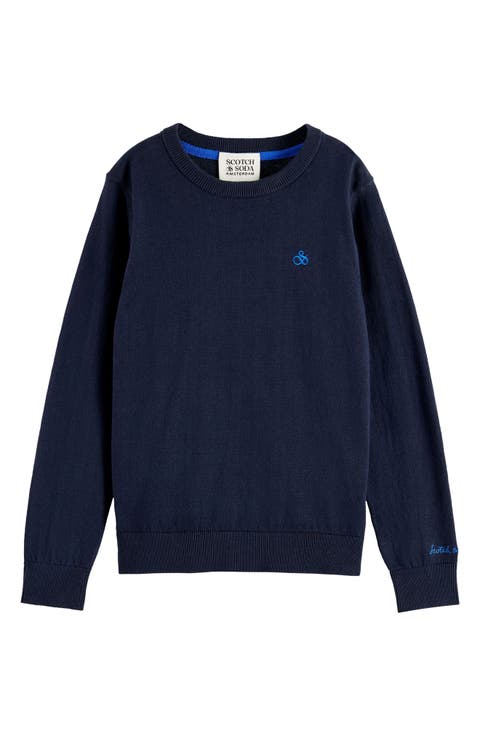 Kids' Regular Fit Cotton Crewneck Sweater (Big Kid)