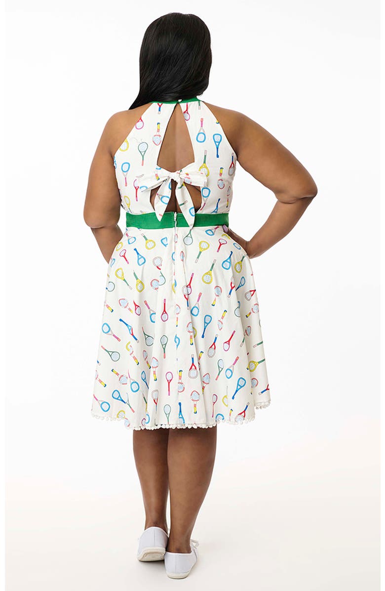 Smak Parlour Plus Size Make Me Over Flare Dress, Alternate, color, White Tenis Rackets