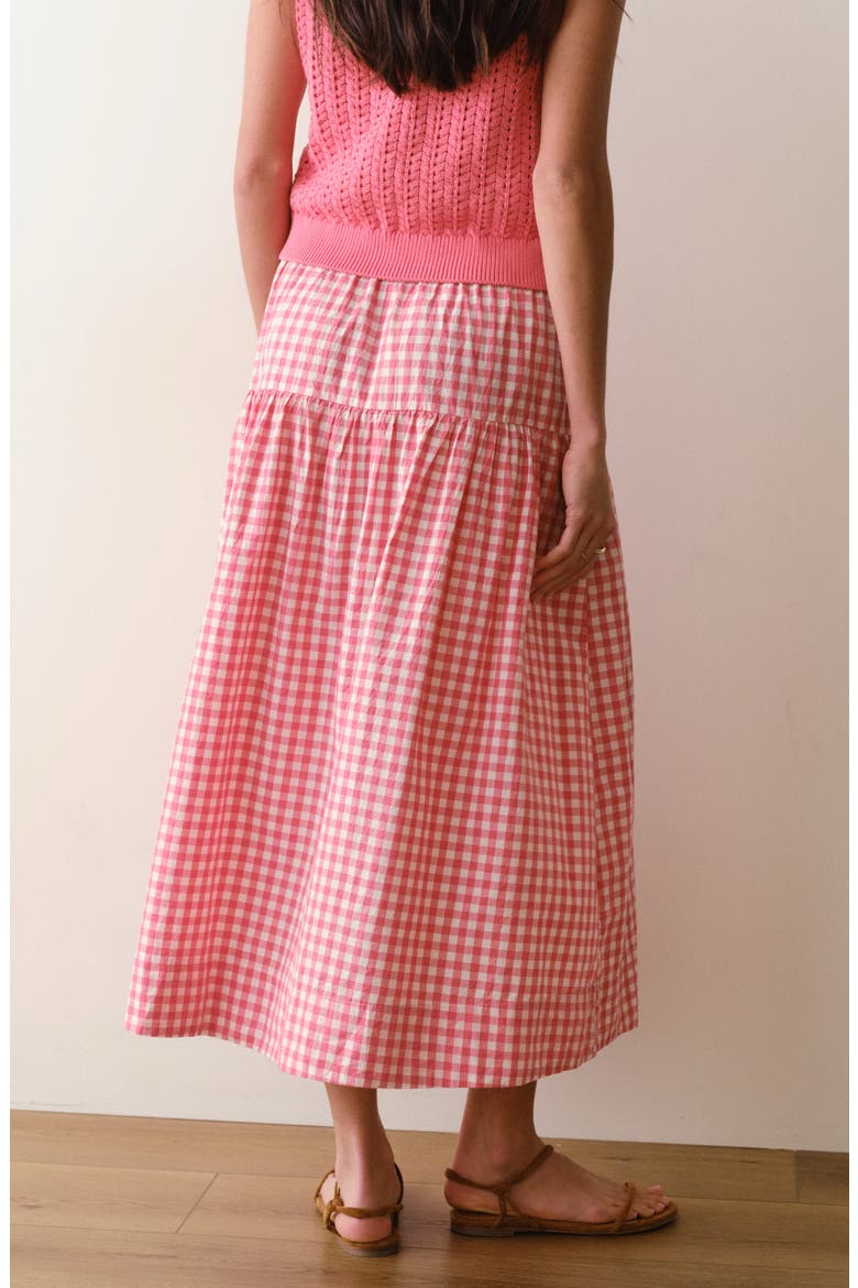 Gia Poplin Tiered Maxi Skirt, Alternate, color, CHERRY GINGHAM