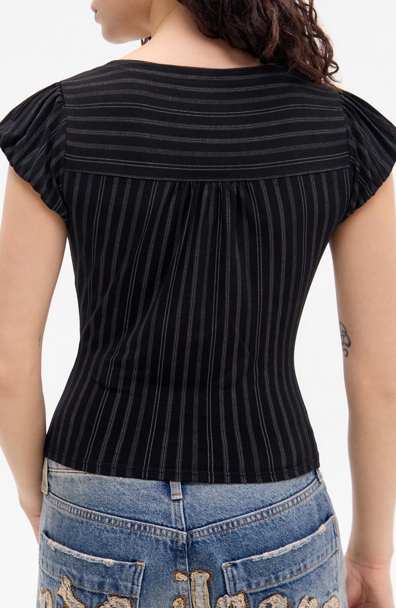 BDG Urban Outfitters Penny Ruched Polka Dot Top, Alternate, color, Black