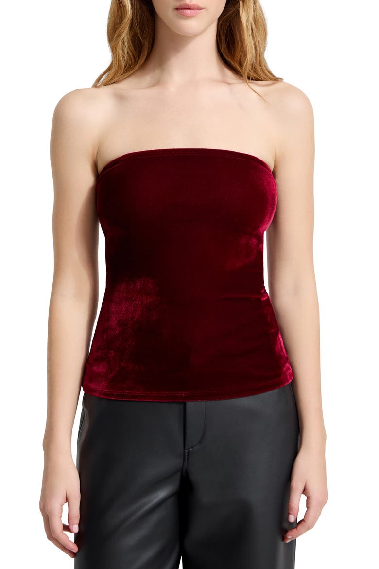 Gavin Strapless Velvet Top, Main, color, CRIMSON