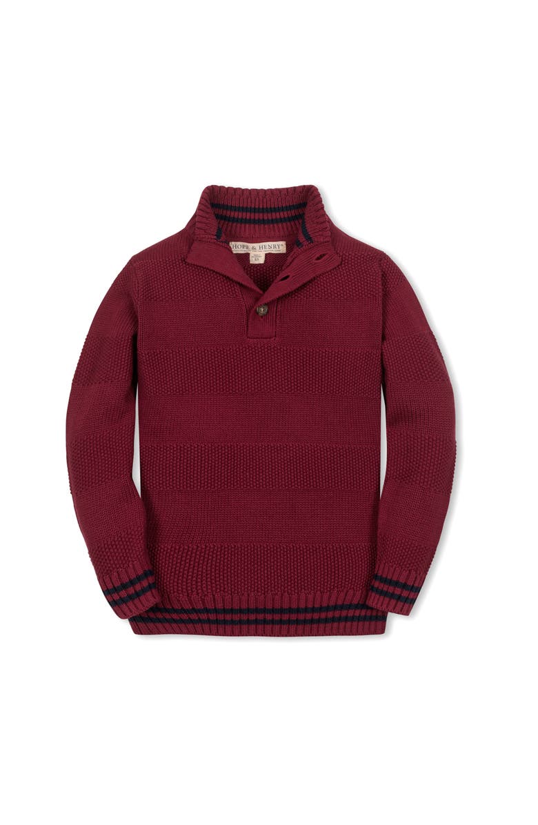 Hope & Henry Kids' Organic Mock Neck Stripe Sweater, Alternate, color, Dark Red