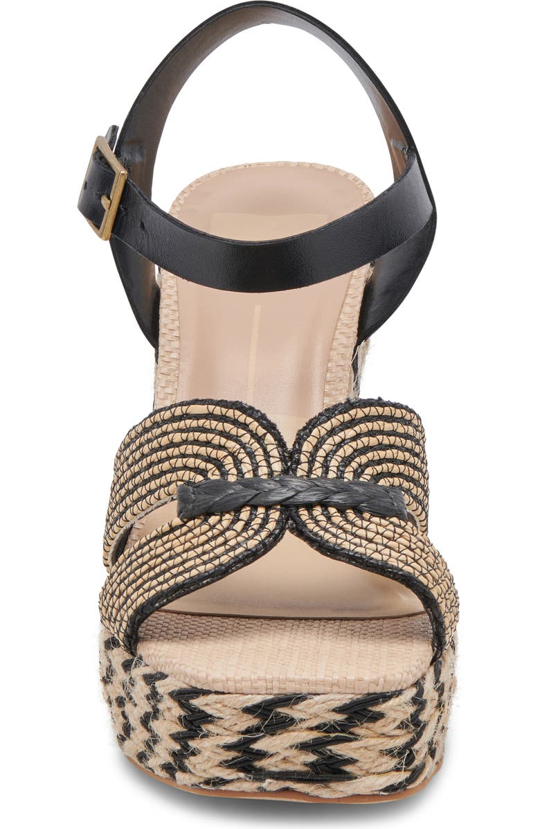 Dolce Vita Cale Woven Raffia Platform Sandal, Alternate, color, Black/Natural