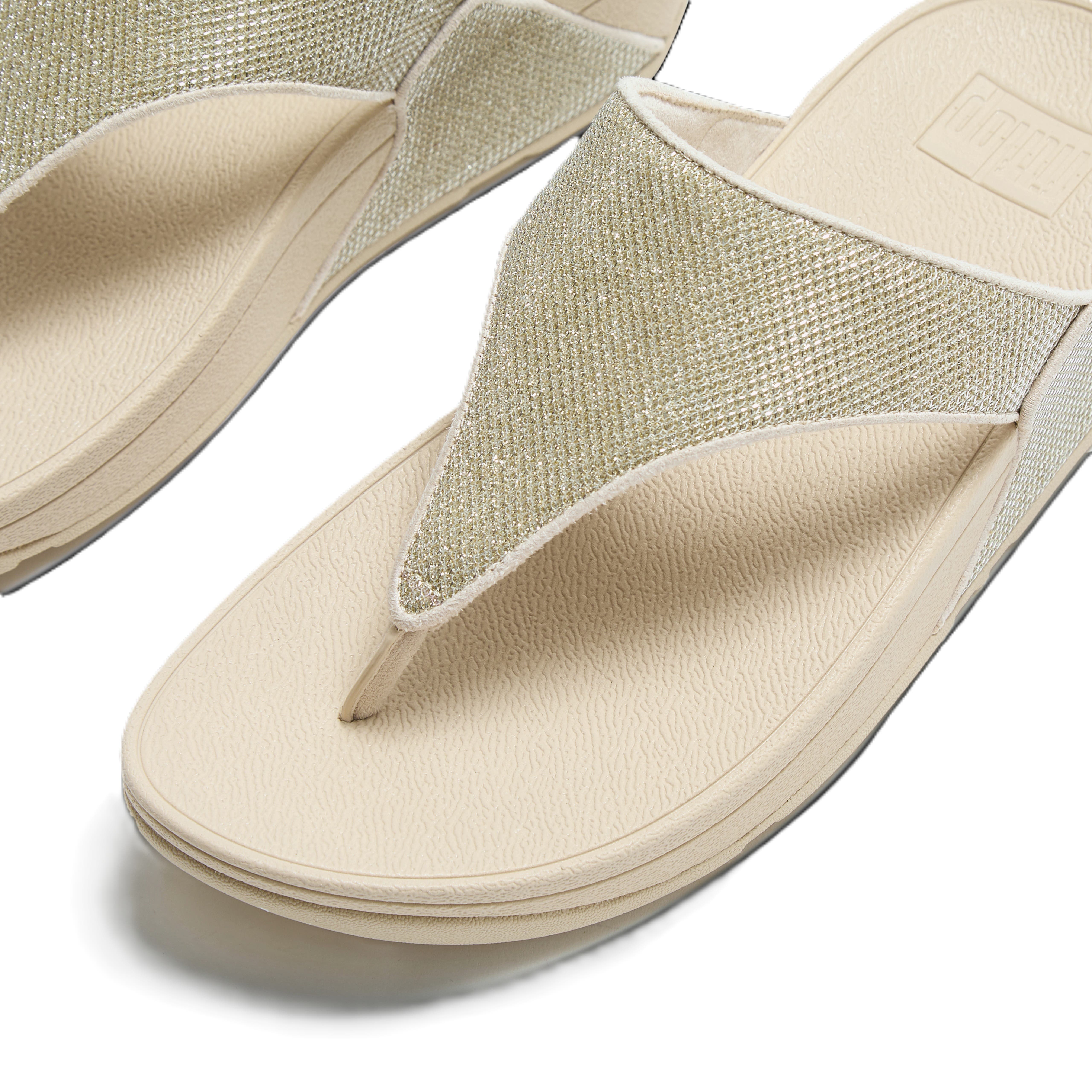 FitFlop Lulu Shimmerglitz Sandals, Alternate, color, Platino