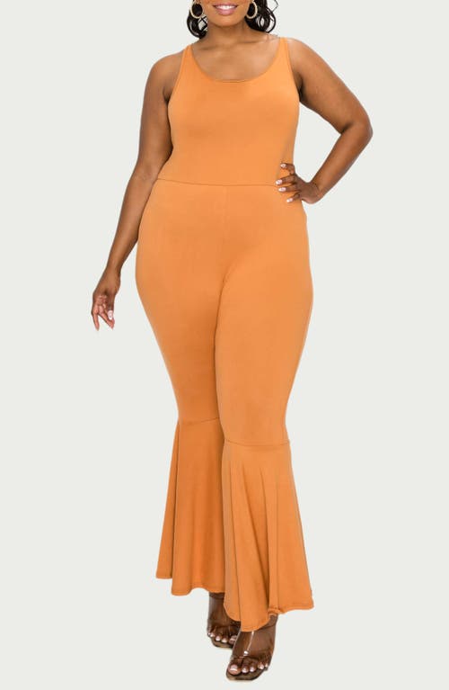 L I V D Jalda Stretch Flare Tank Jumpsuit In Clay