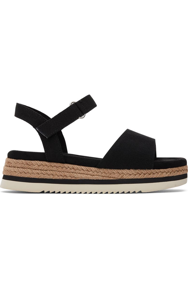 TOMS Kids' Diana Ankle Strap Espadrille Platform Wedge Sandal, Alternate, color, Black
