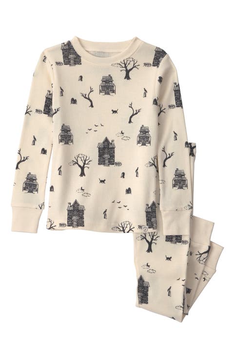 Printed Fitted Two-Piece Organic Cotton Pajamas