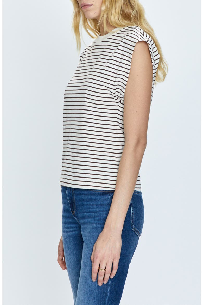 Marina Stripe Stretch Cotton T-Shirt, Alternate, color, CHESTNUT IVORY STRIPE