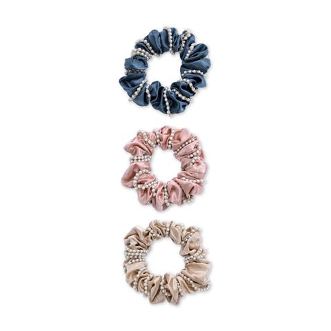 Pearl Accent Scrunchie Set