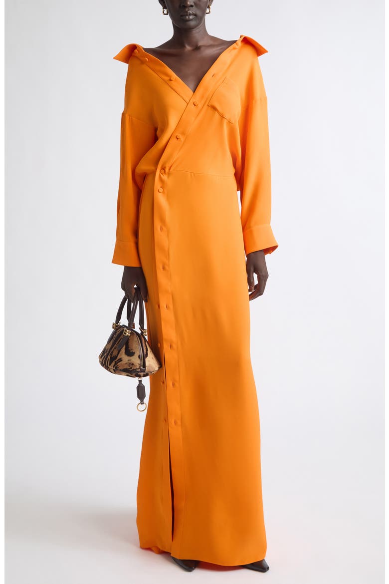 Long Sleeve Silk Cady Maxi Dress, Alternate, color, 7541 ORANGE