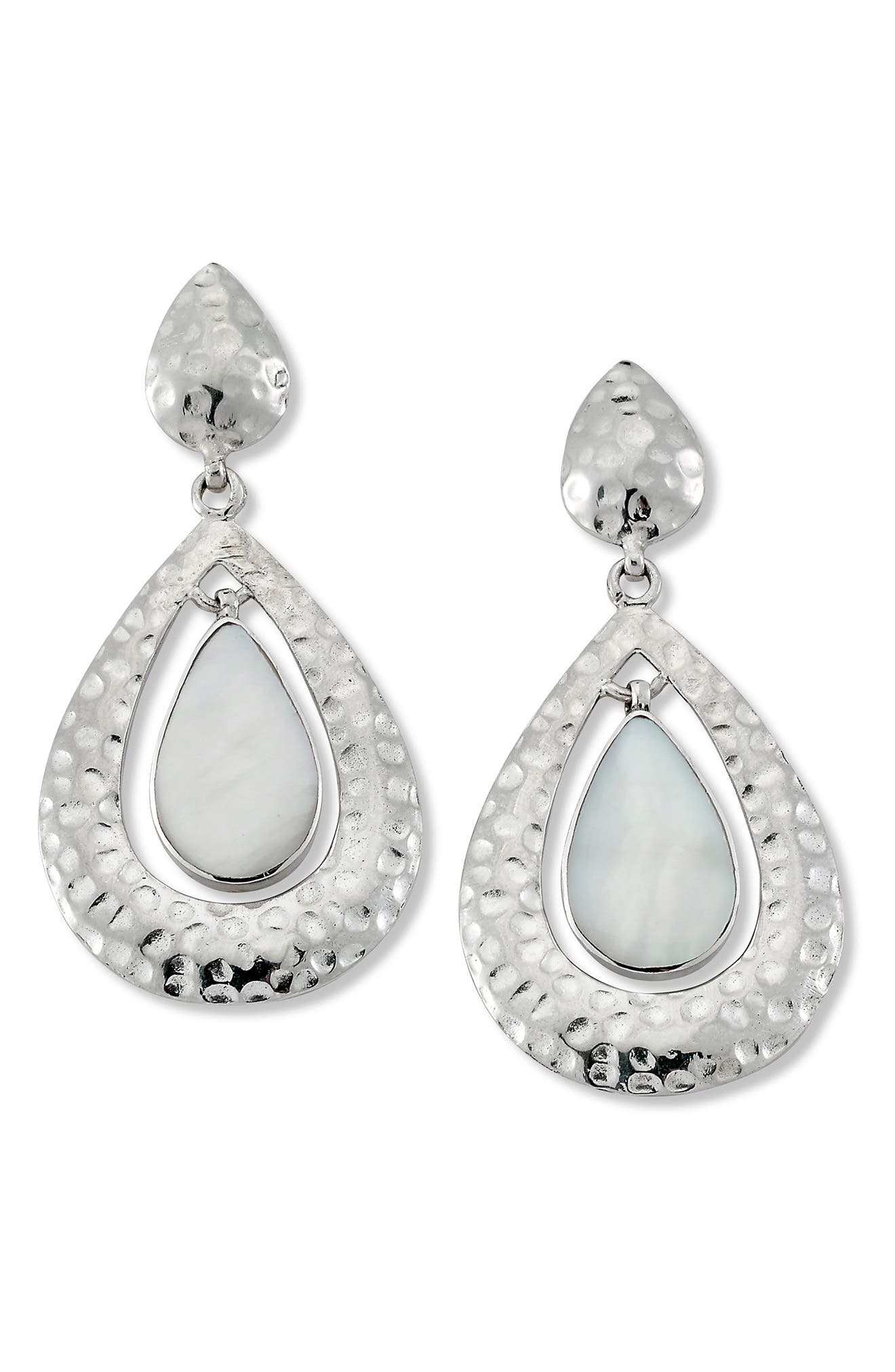 SAMUEL B. Sterling Silver Mother of Pearl Drop Earrings