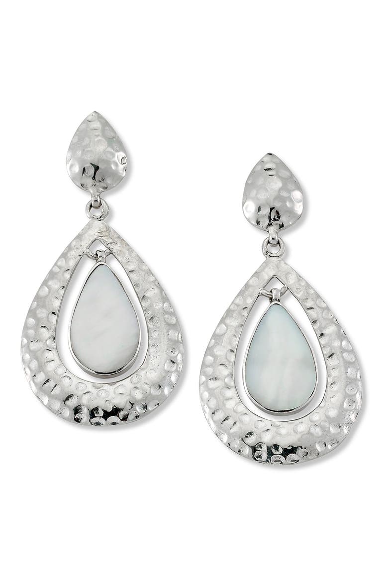 Sterling Silver Mother of Pearl Drop Earrings, Main, color, WHITE