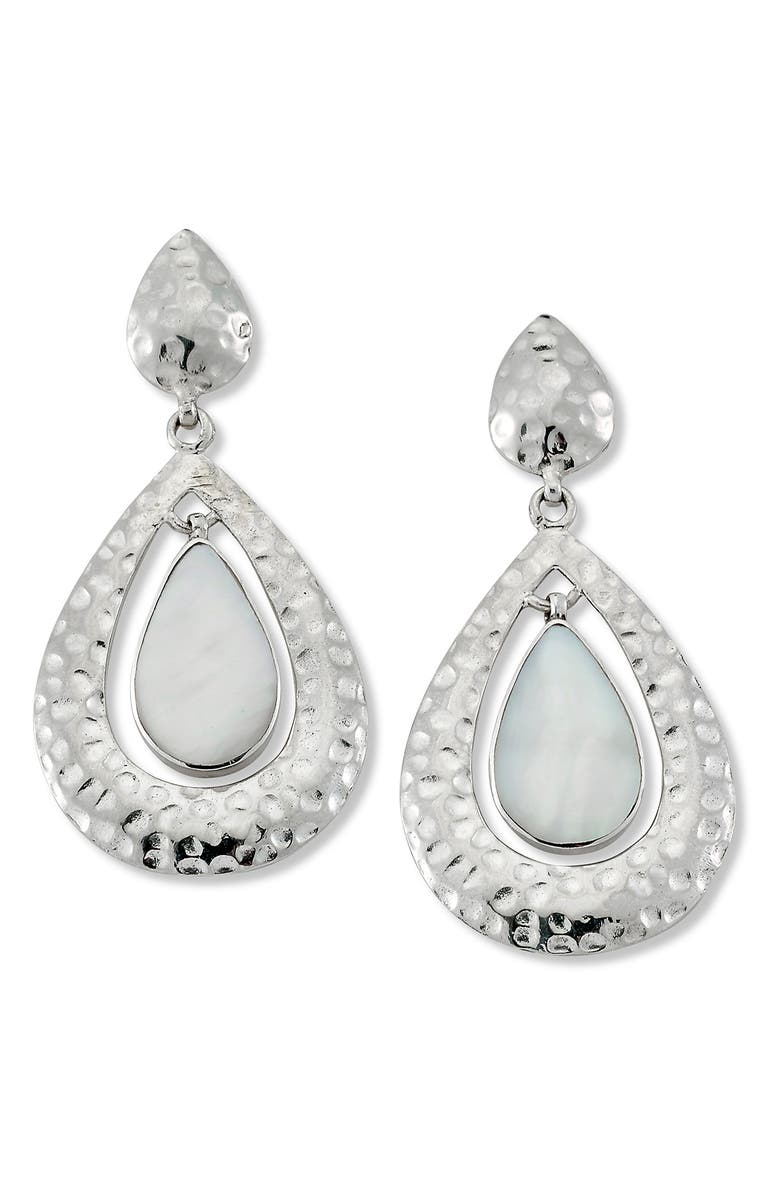 SAMUEL B. Sterling Silver Mother of Pearl Drop Earrings, Main, color, White