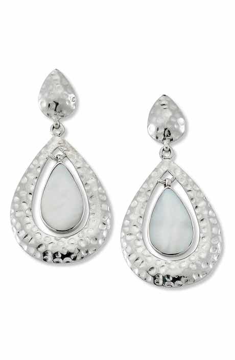 SAMUEL B. Sterling Silver Mother of Pearl Drop Earrings