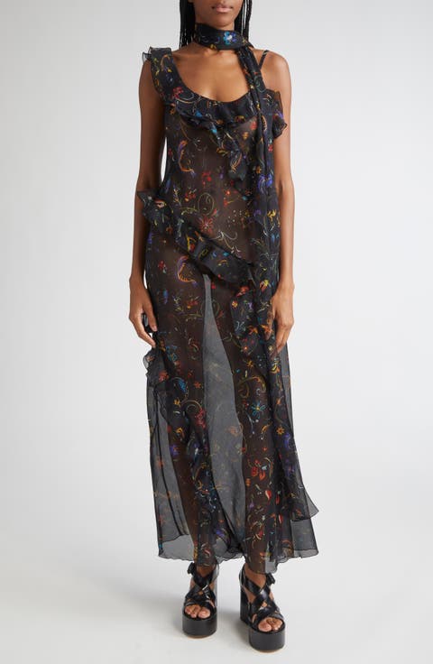 Monica Floral Print Tiered Ruffle Chiffon Dress