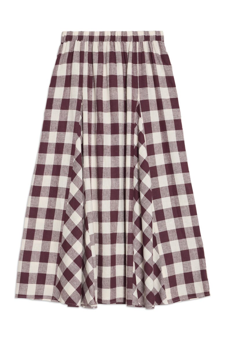 Gingham Maxi Skirt, Alternate, color, Burgundy
