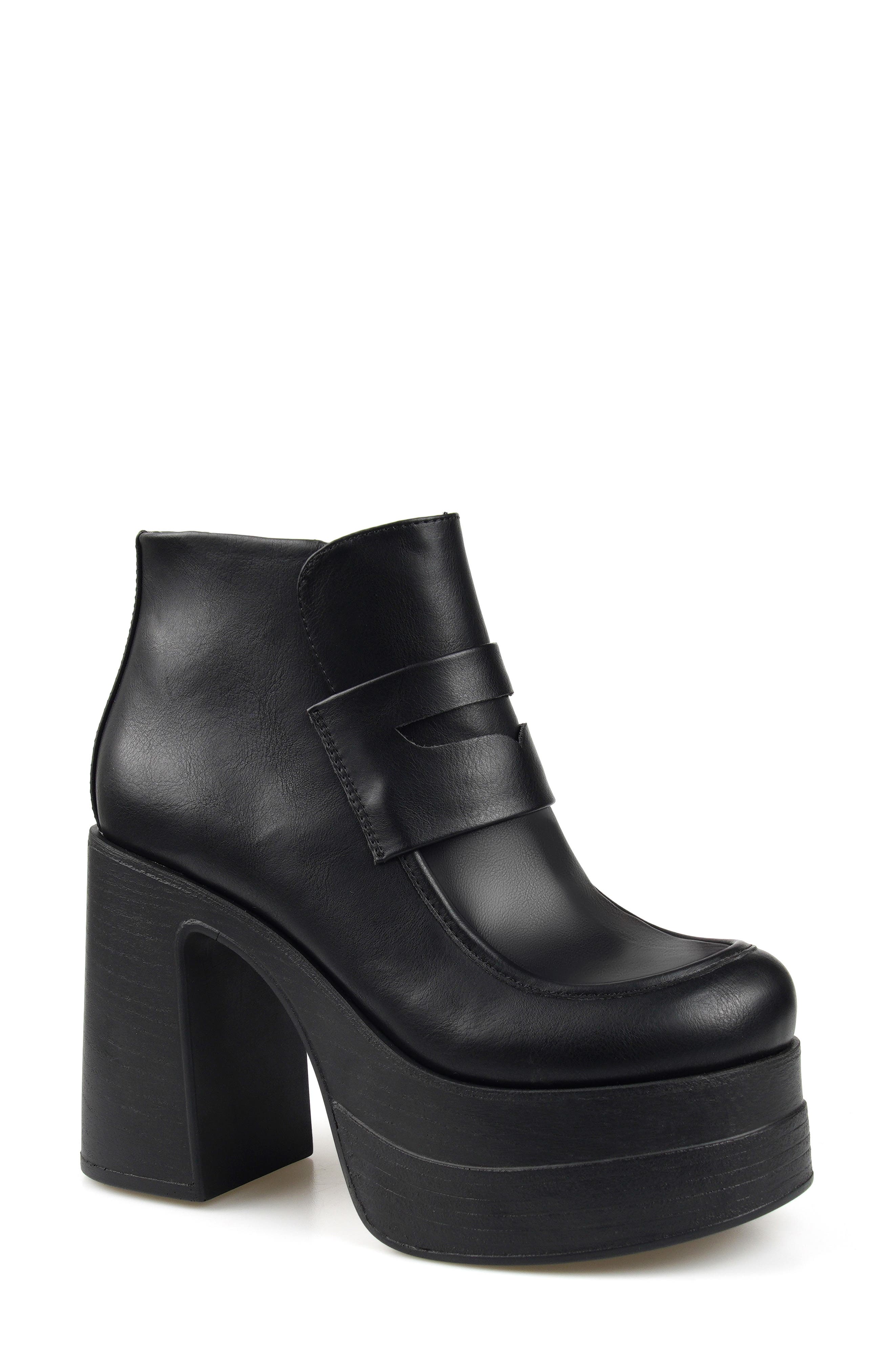 Candie's Alesia Platform Bootie, Main, color, Black Faux Leather