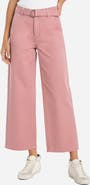 Liverpool Stride Belted High Waist Ankle Wide Leg Jeans