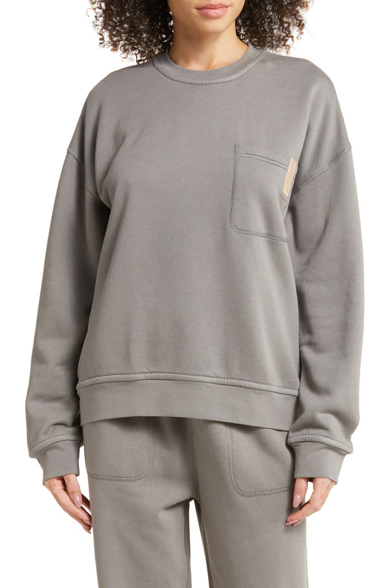 Silksweats™ Oversize Cotton Blend Pajama Sweatshirt, Main, color, EBBING FOG