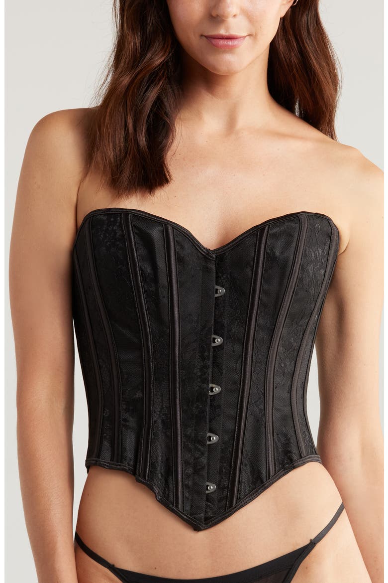 Strappy Lace Corset, Main, color, BLACK