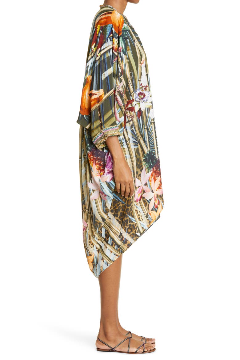 Passport to Paradise Tropical Print Silk Dress, Alternate, color, PASSPORT TO PARADISE