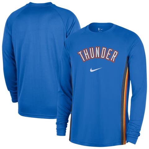 Men's Nike Blue Oklahoma City Thunder 2025/26 Authentic Pre-Game Legend Dri-FIT Long Sleeve Shooting Shirt