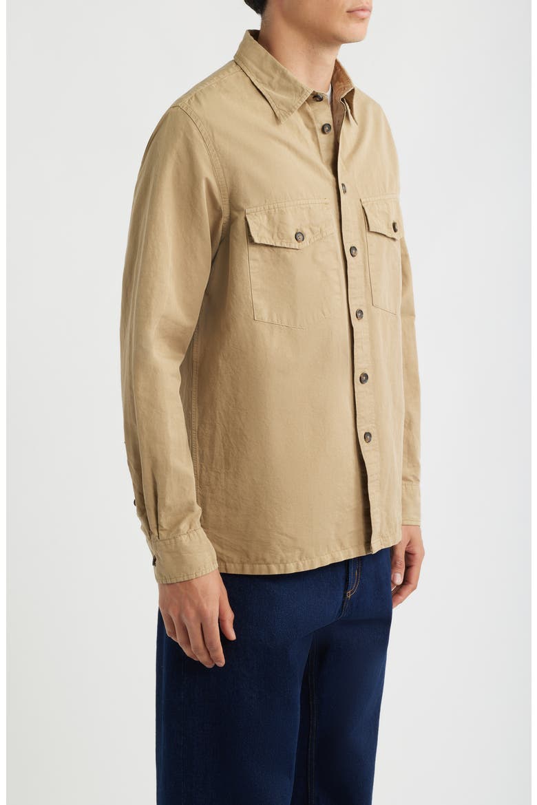 Cotton & Linen Button Up Shirt, Alternate, color, 61 MEDIUM BEIGE