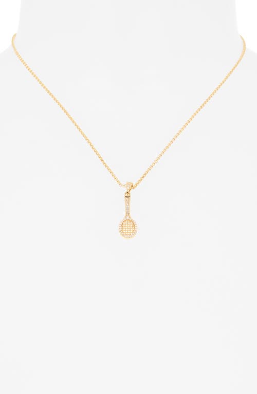 Leith Cubic Zirconia Tennis Racket Pendant Necklace In Gold
