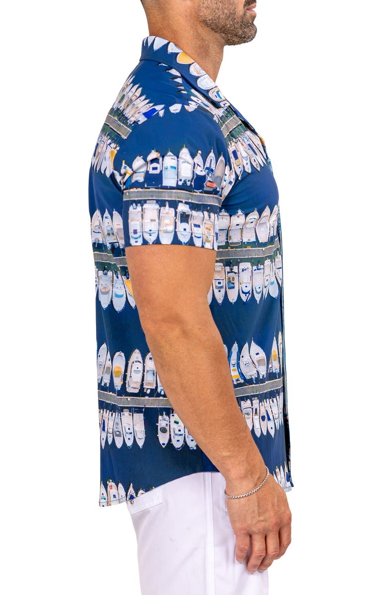 Maceoo Marthy Blue Camp Shirt, Alternate, color, 