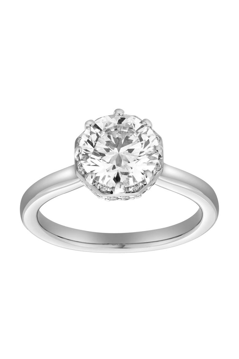 Tiarae 14K Gold Round Cut Lab Grown Diamond Cathedral Ring - 2 ct, Main, color, 14K White Gold