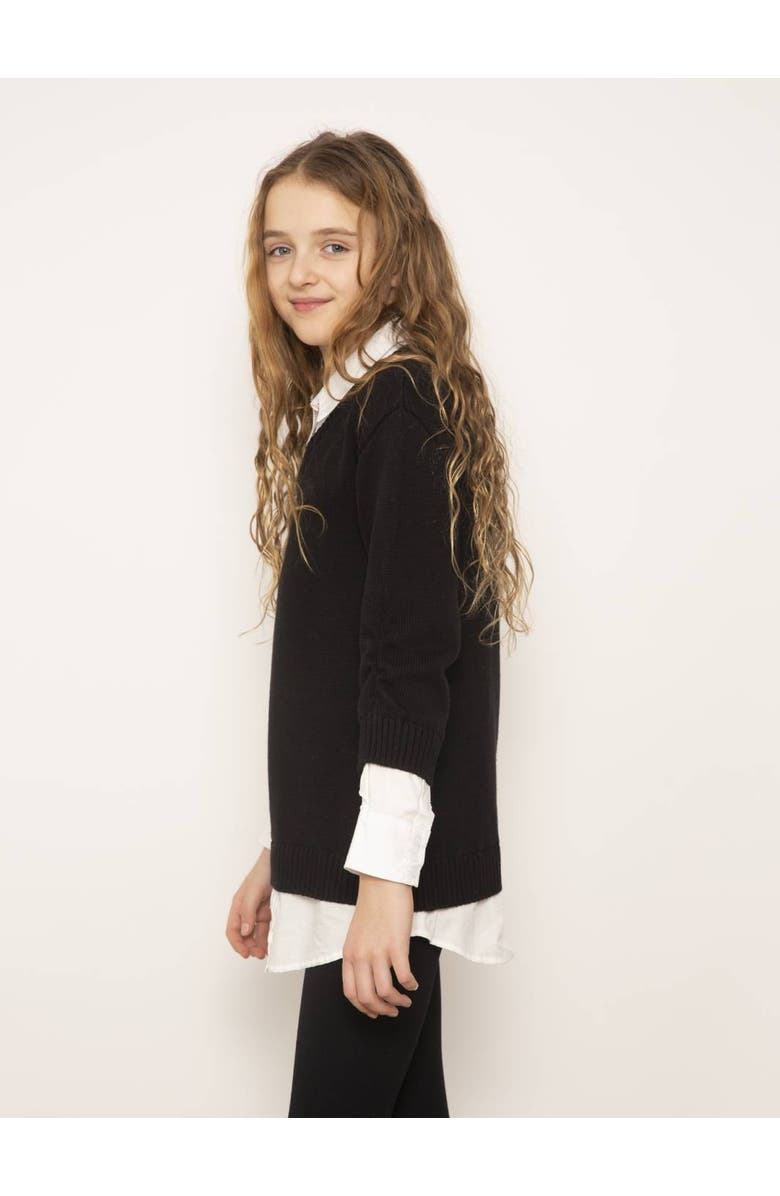 Central Park West Tessa Poplin Combo Sweater Dress, Alternate, color, 