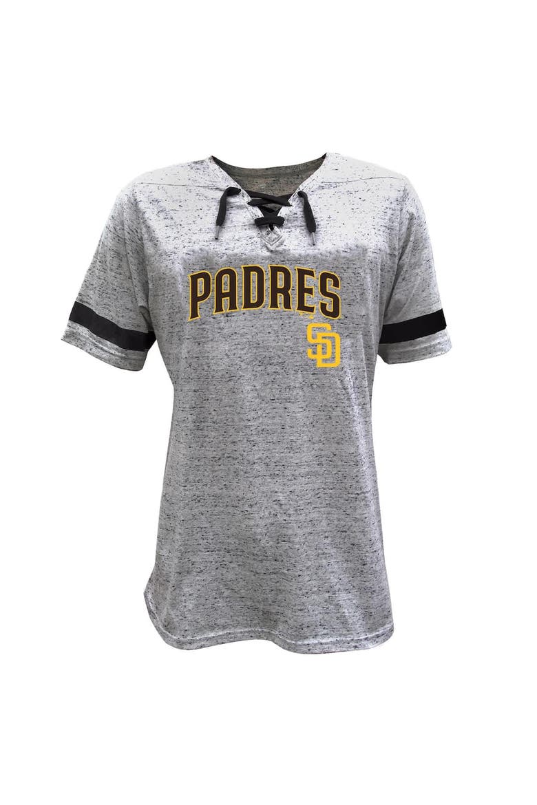 Women's Profile Heather Gray San Diego Padres Lace-Up Fleck T-Shirt, Alternate, color, Heather Gray