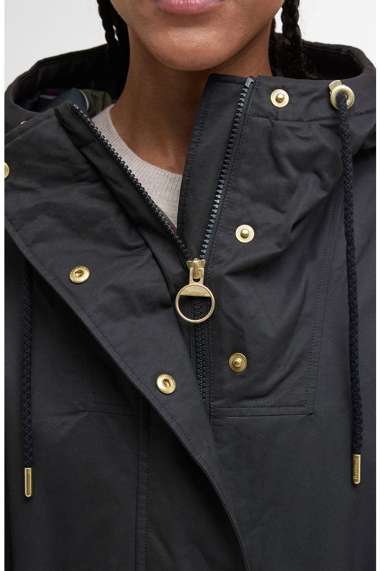 Dena Water Repellent Hooded Coat, Alternate, color, BLACK/ CLASSIC TARTAN
