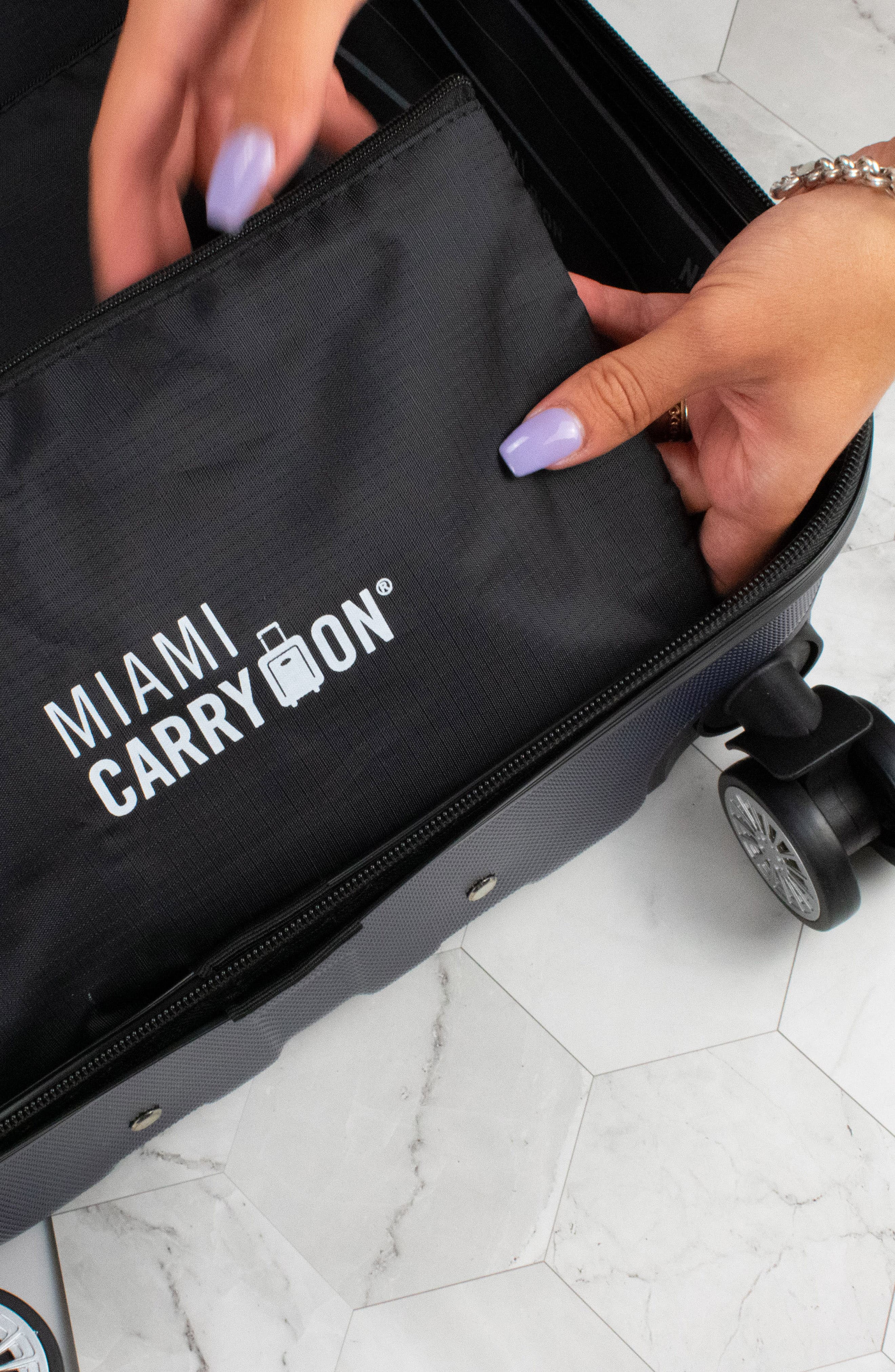 Miami Carry On Travelers 6 Piece Organizational Packing Cubes, Alternate, color, Black/Tan