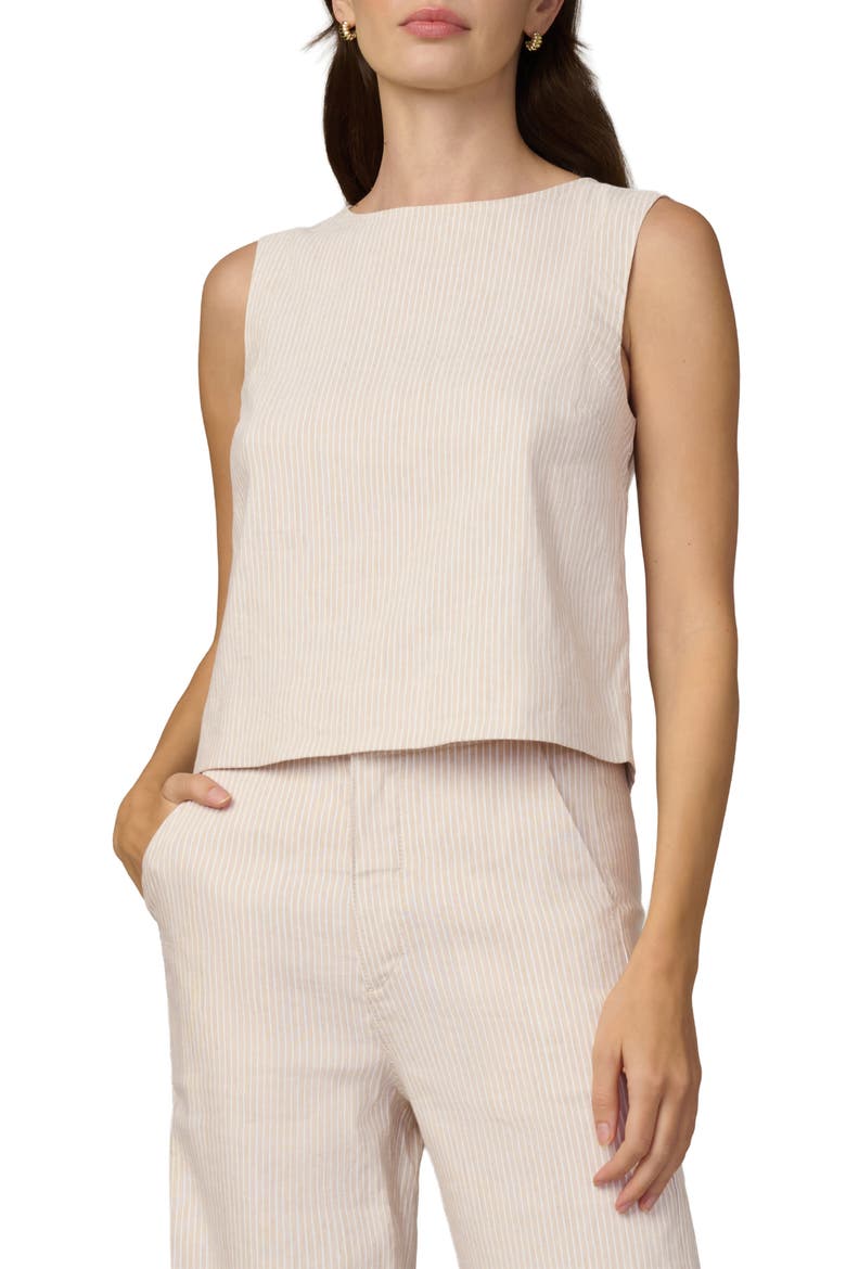 Stripe Linen Blend Boat Neck Shell, Main, color, MIRCO STRIPE