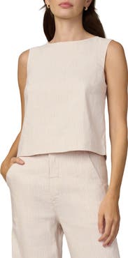 Joe's Stripe Linen Blend Boat Neck Shell
